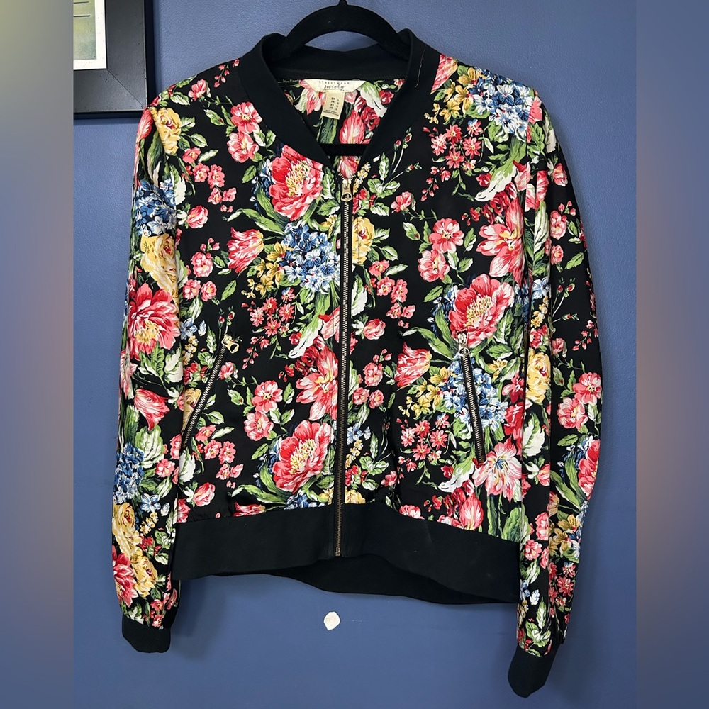Streetwear Society Black Floral Bomber Jacket